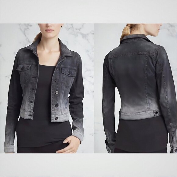 VINCE Parker Ombre Denim Jacket Size S Dark to Light Grey - Picture 1 of 12